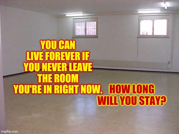 Living Forever Does Not Mean You Never Grow Old Unless You're A Vampire | YOU CAN LIVE FOREVER IF YOU NEVER LEAVE THE ROOM YOU'RE IN RIGHT NOW. HOW LONG WILL YOU STAY? | image tagged in empty room,vampire,immortal,old man,elderly,memes | made w/ Imgflip meme maker