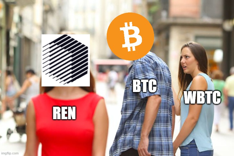 renBTC | BTC; WBTC; REN | image tagged in memes,distracted boyfriend | made w/ Imgflip meme maker