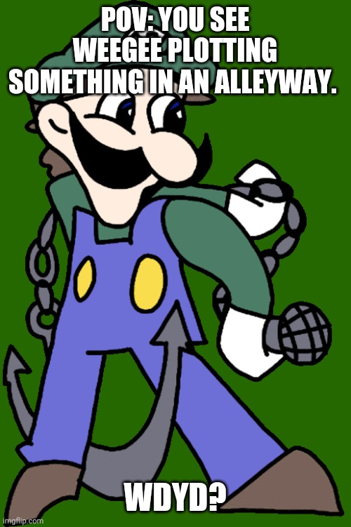 POV: YOU SEE WEEGEE PLOTTING SOMETHING IN AN ALLEYWAY. WDYD? | made w/ Imgflip meme maker