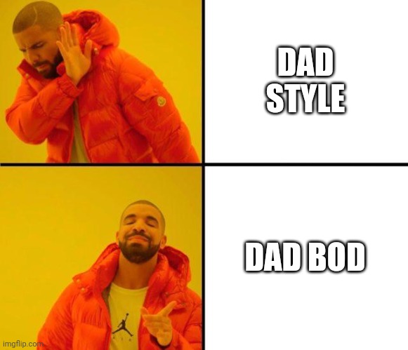 drake meme | DAD STYLE; DAD BOD | image tagged in drake meme | made w/ Imgflip meme maker