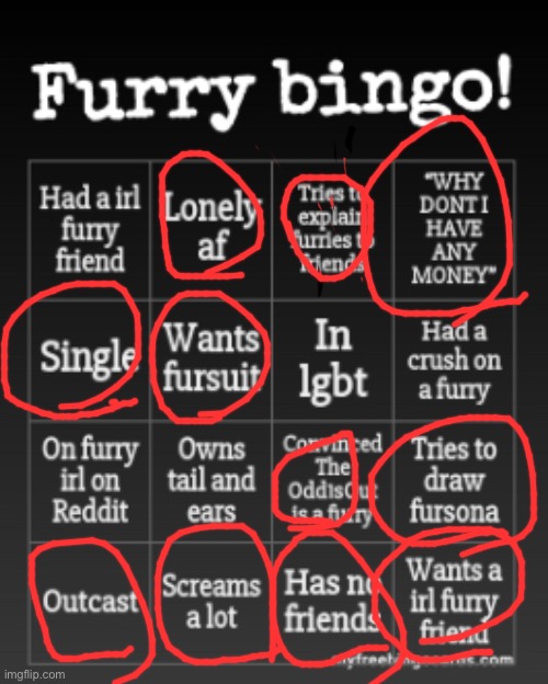 WELP I GUESS I AM A FURRY | image tagged in furry bingo | made w/ Imgflip meme maker