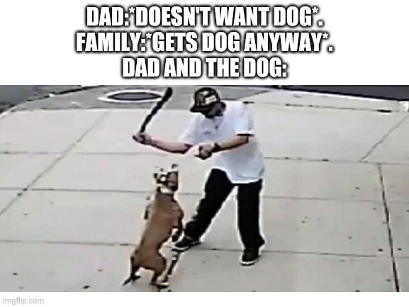 DAD:*DOESN'T WANT DOG*.
FAMILY:*GETS DOG ANYWAY*.
DAD AND THE DOG: | image tagged in memes,dad and the dog,imagine reading tags lol | made w/ Imgflip meme maker