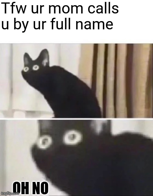 TFW | Tfw ur mom calls u by ur full name; OH NO | image tagged in oh no black cat | made w/ Imgflip meme maker