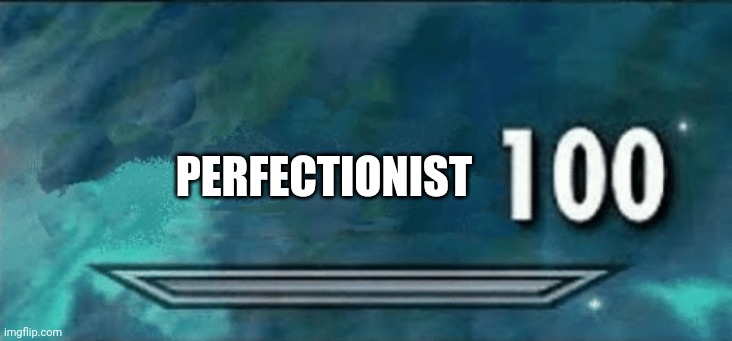 Skyrim skill meme | PERFECTIONIST | image tagged in skyrim skill meme | made w/ Imgflip meme maker