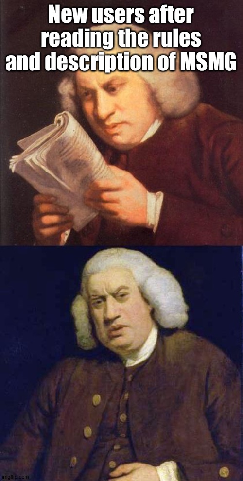 What the fuck am I reading? | New users after reading the rules and description of MSMG | made w/ Imgflip meme maker