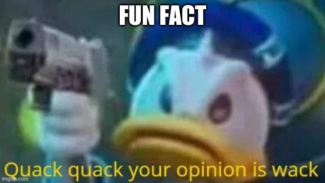 quack quack your opinion is wack | FUN FACT | image tagged in quack quack your opinion is wack | made w/ Imgflip meme maker