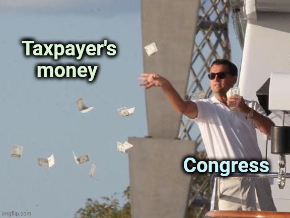 Leonardo DiCaprio throwing Money  | Taxpayer's
     money Congress | image tagged in leonardo dicaprio throwing money | made w/ Imgflip meme maker