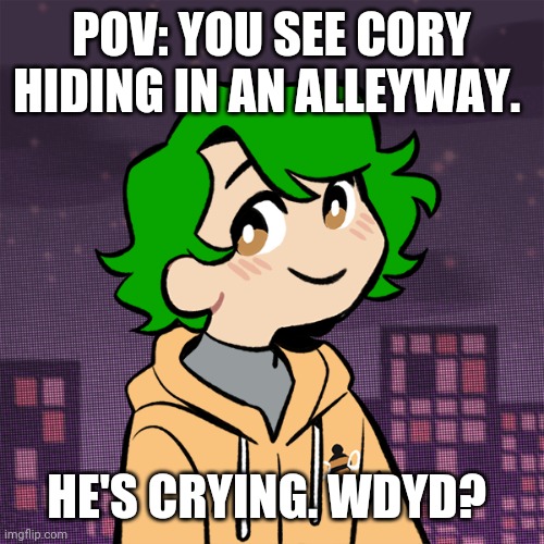 POV: YOU SEE CORY HIDING IN AN ALLEYWAY. HE'S CRYING. WDYD? | made w/ Imgflip meme maker