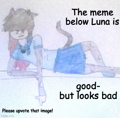 The meme Below Luna is ___ | good- but looks bad; Please upvote that image! | image tagged in the meme below luna is ___ | made w/ Imgflip meme maker