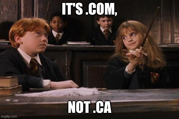 Hermione | IT'S .COM, NOT .CA | image tagged in hermione | made w/ Imgflip meme maker