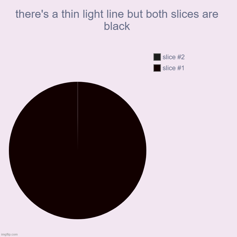 doesn't that make you mad | there's a thin light line but both slices are black | | image tagged in charts,pie charts | made w/ Imgflip chart maker