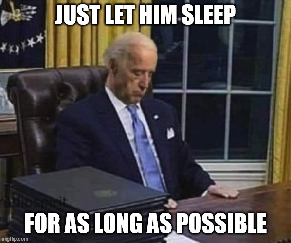 nap time | JUST LET HIM SLEEP; FOR AS LONG AS POSSIBLE | image tagged in joe biden,sleepy joe | made w/ Imgflip meme maker