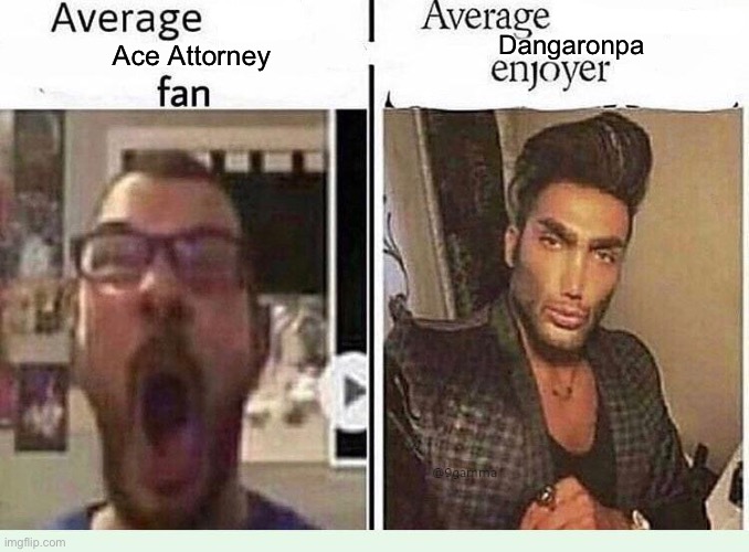 Who plays these games | Dangaronpa; Ace Attorney | image tagged in average blank fan vs average blank enjoyer | made w/ Imgflip meme maker