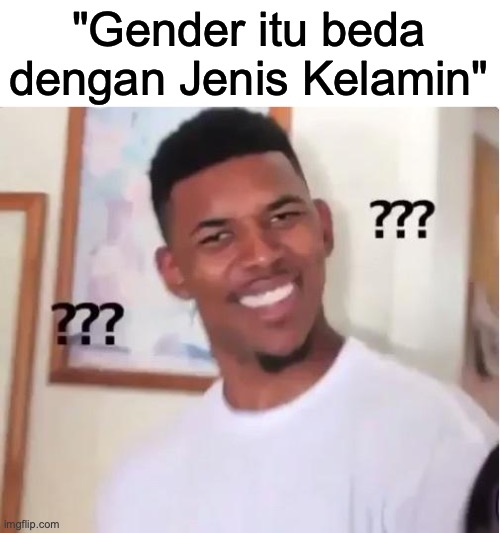 Huh? | "Gender itu beda dengan Jenis Kelamin" | image tagged in huh | made w/ Imgflip meme maker