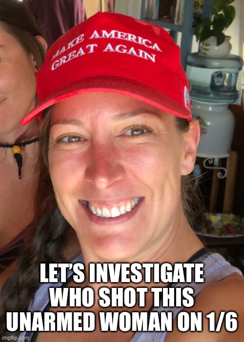 Ashli Babbitt | LET’S INVESTIGATE WHO SHOT THIS UNARMED WOMAN ON 1/6 | image tagged in ashli babbitt | made w/ Imgflip meme maker