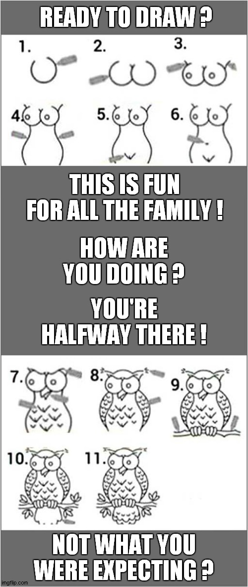 Doodling For Fun ! | READY TO DRAW ? THIS IS FUN FOR ALL THE FAMILY ! HOW ARE YOU DOING ? YOU'RE HALFWAY THERE ! NOT WHAT YOU WERE EXPECTING ? | image tagged in doodle,drawing,unrealistic expectations | made w/ Imgflip meme maker