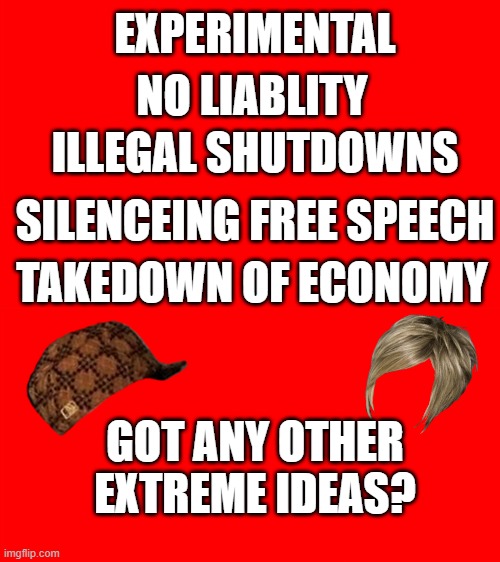 It's All Perspective | EXPERIMENTAL; NO LIABLITY; ILLEGAL SHUTDOWNS; SILENCEING FREE SPEECH; TAKEDOWN OF ECONOMY; GOT ANY OTHER EXTREME IDEAS? | image tagged in bigass red blank template | made w/ Imgflip meme maker