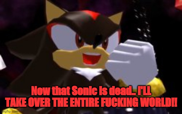 Now that Sonic is dead.. I'LL TAKE OVER THE ENTIRE FUCKING WORLD!! | made w/ Imgflip meme maker