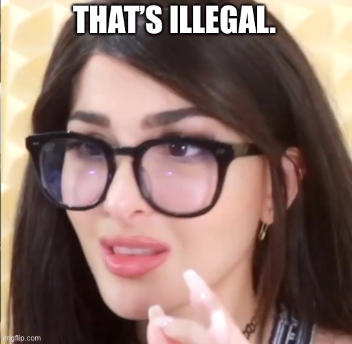 SSSniperwolf Thats Illegal | THAT’S ILLEGAL. | image tagged in sssniperwolf thats illegal | made w/ Imgflip meme maker