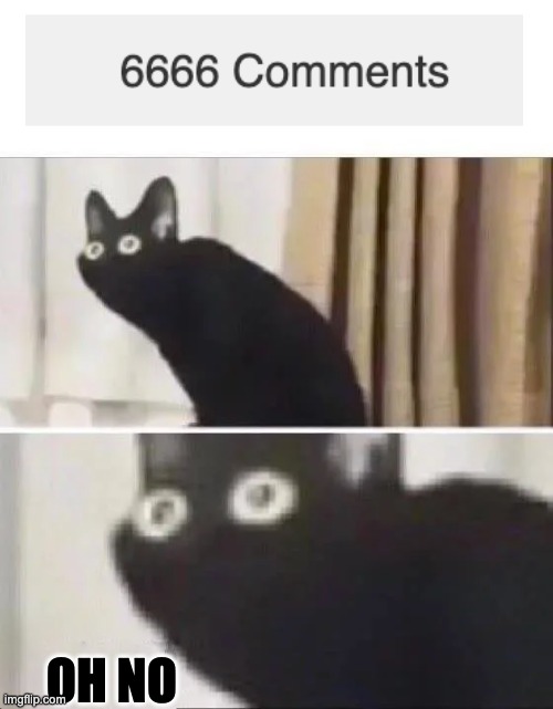 OH NO | OH NO | image tagged in oh no black cat,memes,6666,funny,comments | made w/ Imgflip meme maker