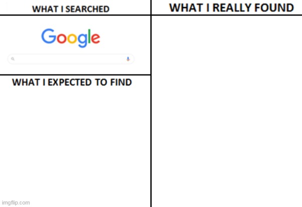 Google Search Expectation vs Reality | image tagged in google,google search | made w/ Imgflip meme maker