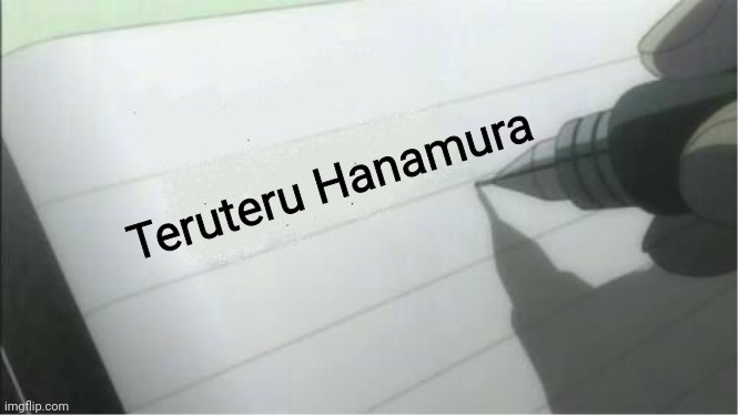 Go commit die, chef boi | Teruteru Hanamura | image tagged in death note blank | made w/ Imgflip meme maker
