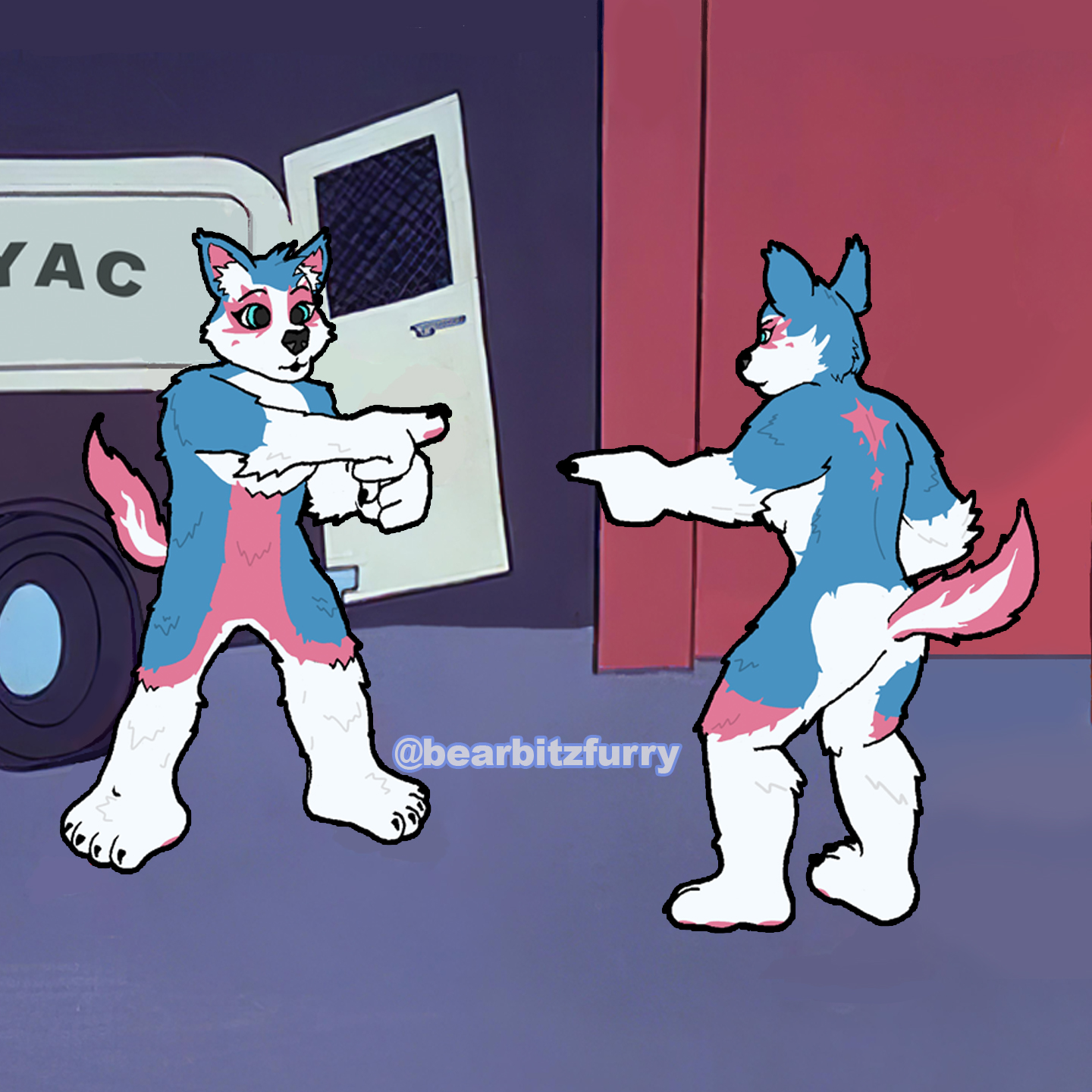 furry pointing at furry Blank Meme Template