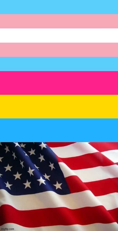 Comment your Pride AND National flag!! Cuz Diversity go Brrrt- | image tagged in trans flag,pan flag,american flag | made w/ Imgflip meme maker