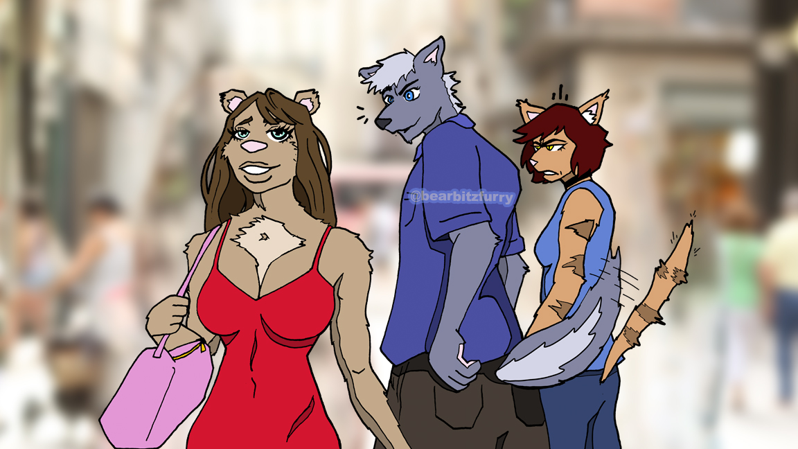 High Quality Furry Distracted Boyfriend Blank Meme Template