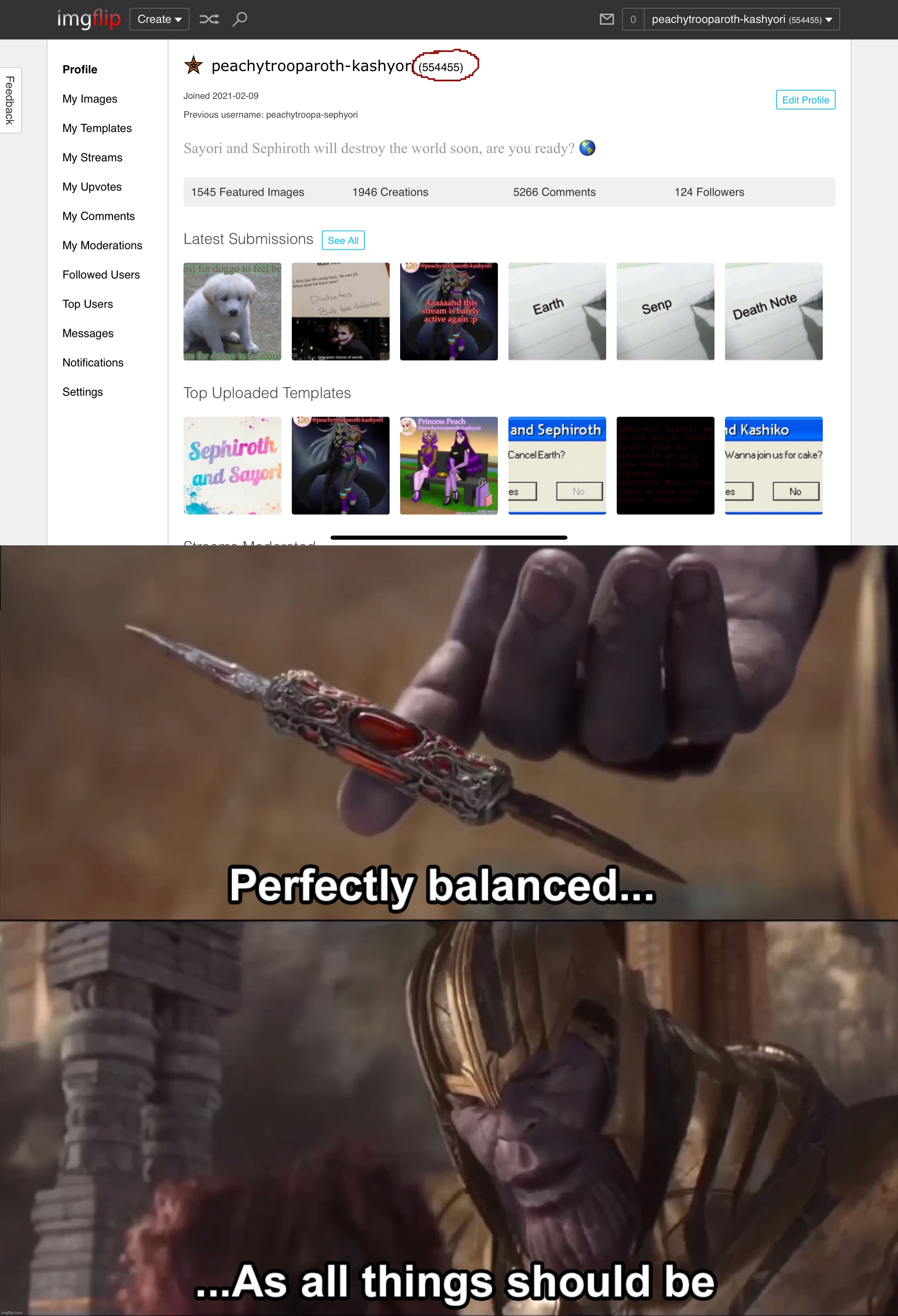 image tagged in thanos perfectly balanced as all things should be | made w/ Imgflip meme maker
