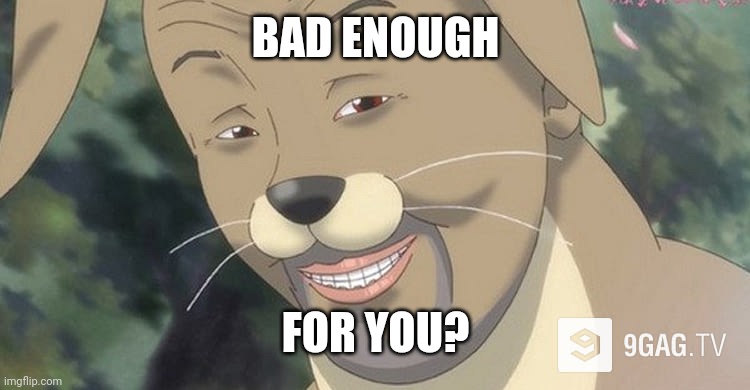 Weird anime hentai furry | BAD ENOUGH FOR YOU? | image tagged in weird anime hentai furry | made w/ Imgflip meme maker