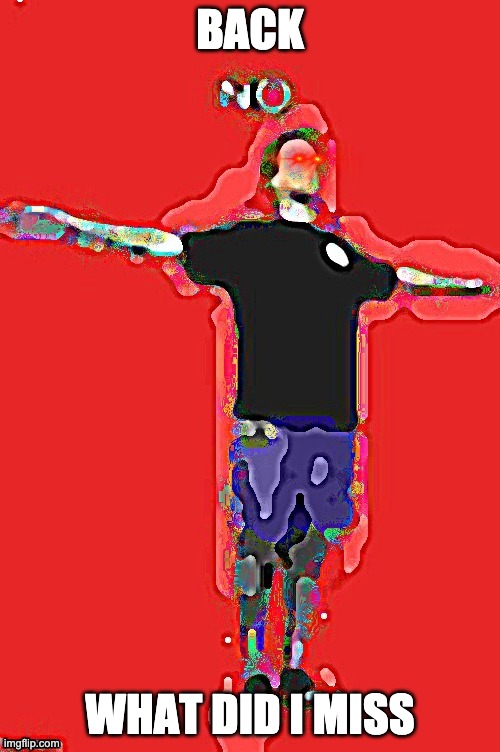 Yub NO cursed with triggered eyes | BACK; WHAT DID I MISS | image tagged in yub no cursed with triggered eyes | made w/ Imgflip meme maker