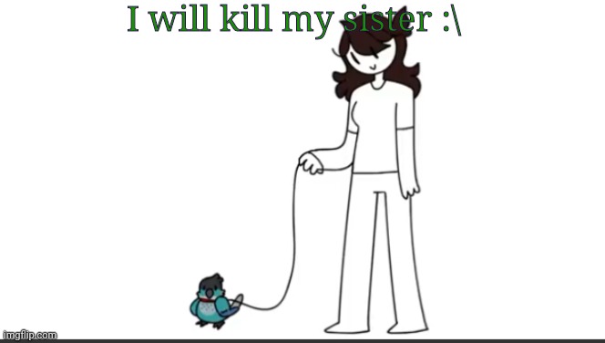 E | I will kill my sister :\ | image tagged in jaiden walking ari | made w/ Imgflip meme maker