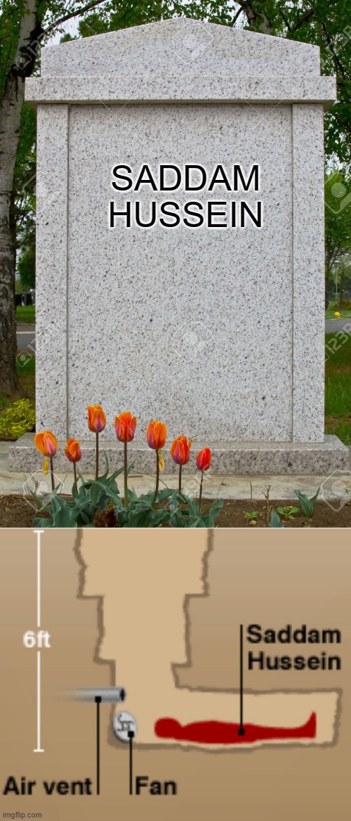 I would visit this grave | SADDAM HUSSEIN | image tagged in blank gravestone | made w/ Imgflip meme maker