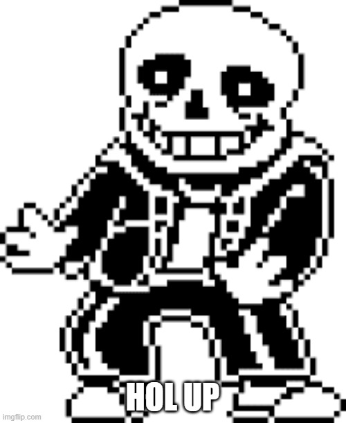 sans hold up | HOL UP | image tagged in sans hold up | made w/ Imgflip meme maker