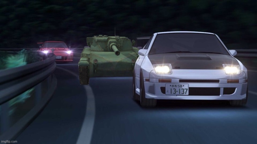 I made a World of Tanks Blitz joke with this a while ago. Cars aren’t mine but I photoshopped the tank in. | made w/ Imgflip meme maker