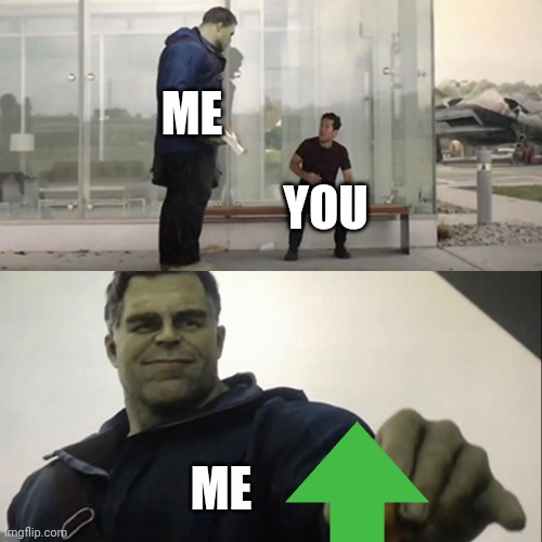 ME YOU ME | image tagged in hulk taco | made w/ Imgflip meme maker
