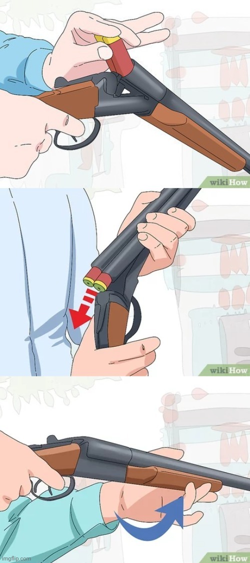 wikiHow Loading a Shotgun | image tagged in wikihow loading a shotgun | made w/ Imgflip meme maker