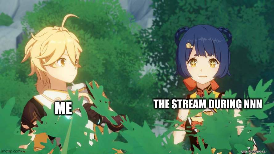 ae | ME; THE STREAM DURING NNN | made w/ Imgflip meme maker