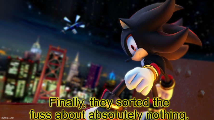 Shadow cleared to race at Martinsville but Yellow Crewmate on standby. | Finally, they sorted the fuss about absolutely nothing. | image tagged in shadow the hedgehog,shadow,nmcs,nascar,memes,martinsville | made w/ Imgflip meme maker