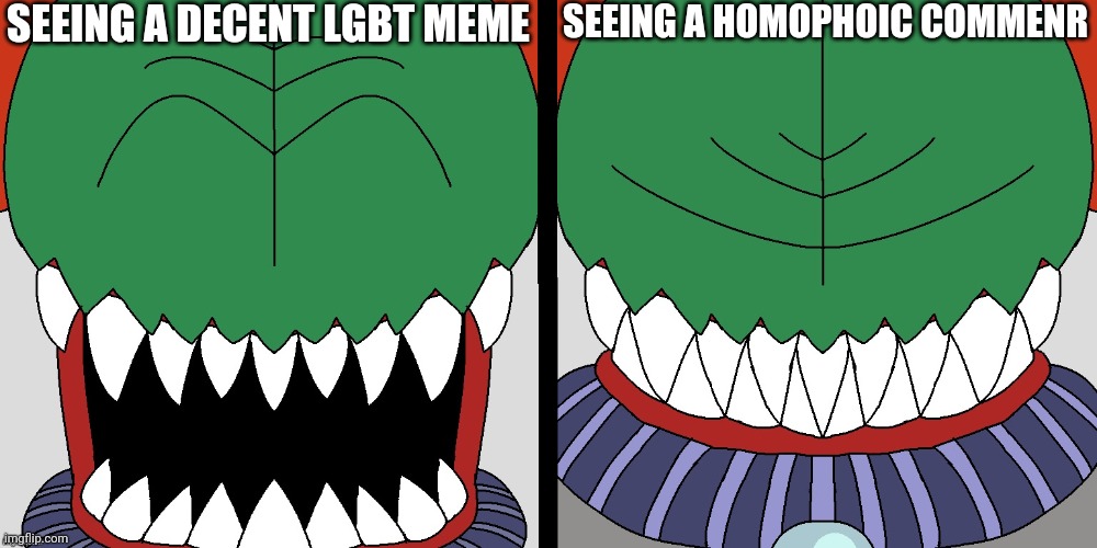 I have a unhealthy addiction to Madness Combat | SEEING A DECENT LGBT MEME; SEEING A HOMOPHOIC COMMENR | image tagged in tricky reaction | made w/ Imgflip meme maker