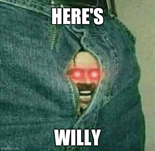 Bruh... | HERE'S; WILLY | image tagged in the shining,jack nicholson,heres johnny,crazy,wtf,why | made w/ Imgflip meme maker