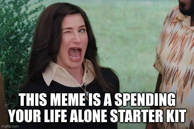 WandaVision Agnes wink | THIS MEME IS A SPENDING YOUR LIFE ALONE STARTER KIT | image tagged in wandavision agnes wink | made w/ Imgflip meme maker
