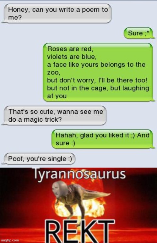 Poof | image tagged in tyrannosaurus rekt | made w/ Imgflip meme maker