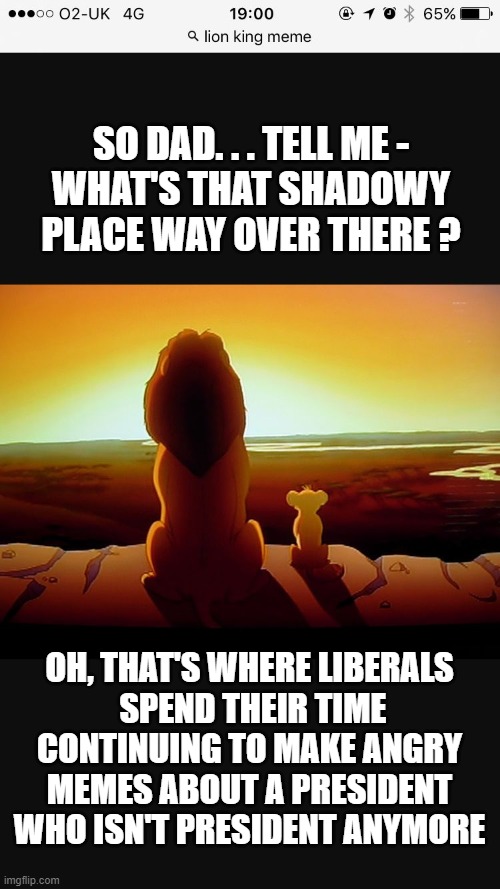 Get Over It | SO DAD. . . TELL ME -
WHAT'S THAT SHADOWY PLACE WAY OVER THERE ? OH, THAT'S WHERE LIBERALS
 SPEND THEIR TIME CONTINUING TO MAKE ANGRY MEMES ABOUT A PRESIDENT WHO ISN'T PRESIDENT ANYMORE | image tagged in what's that shadowy place,liberals,democrats,biden,harris,trump | made w/ Imgflip meme maker