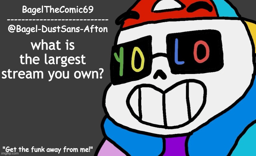 ae | what is the largest stream you own? | image tagged in announcement thing 13 | made w/ Imgflip meme maker