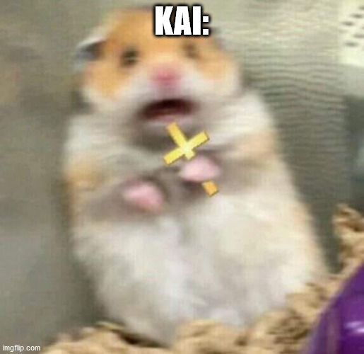 Scared Hamster with Cross | KAI: | image tagged in scared hamster with cross | made w/ Imgflip meme maker