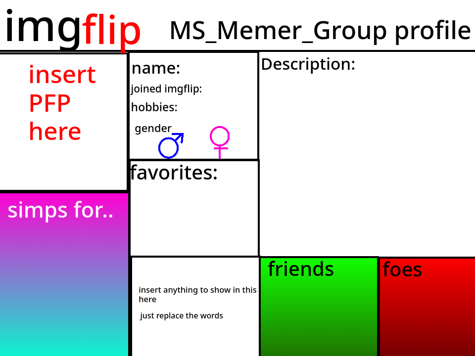 High Quality MSMG Profile Blank Meme Template