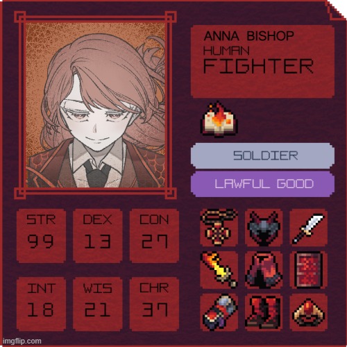 Hornystream main oc card! |  ANNA BISHOP | image tagged in oc,original character,oc card | made w/ Imgflip meme maker