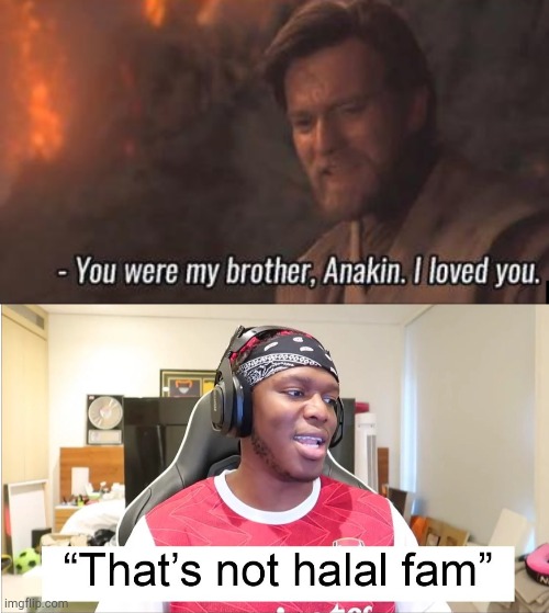 . | image tagged in you were my brother anakin i loved you,that's not halal fam | made w/ Imgflip meme maker